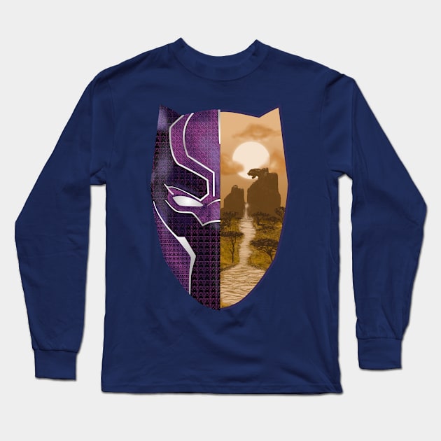 Black Panther Wakanda Landscape Long Sleeve T-Shirt by lucidghost